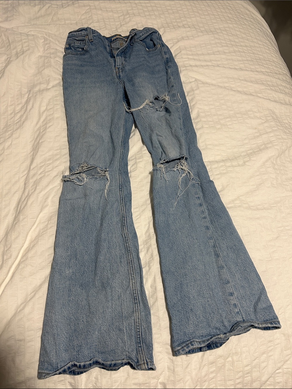 Levi’s Women's Light Blue Distressed Flared Jeans